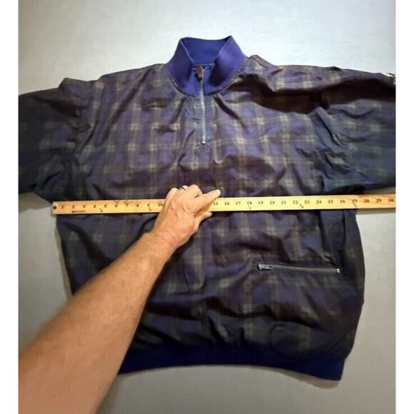 Vintage Gary Player Jacket Adult‎ XL Purple Plaid Logo 1/4 Zip Windbreaker Mens. - Picture 8 of 11